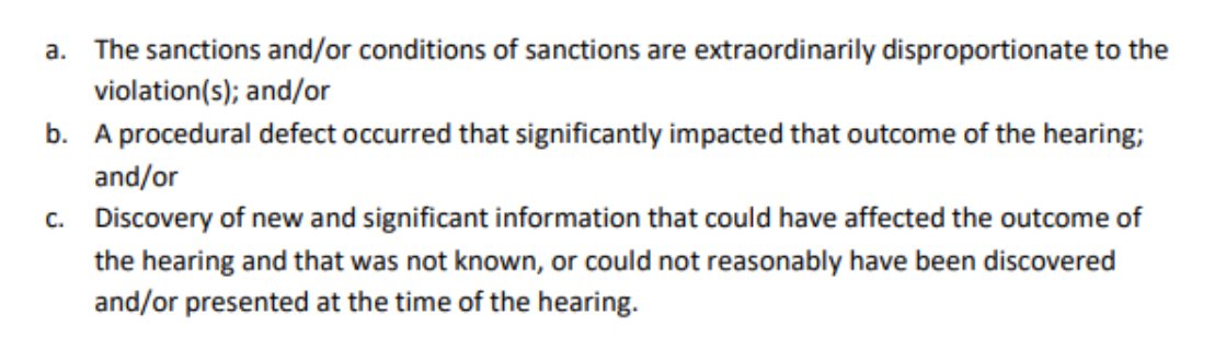 俄亥俄大学申诉